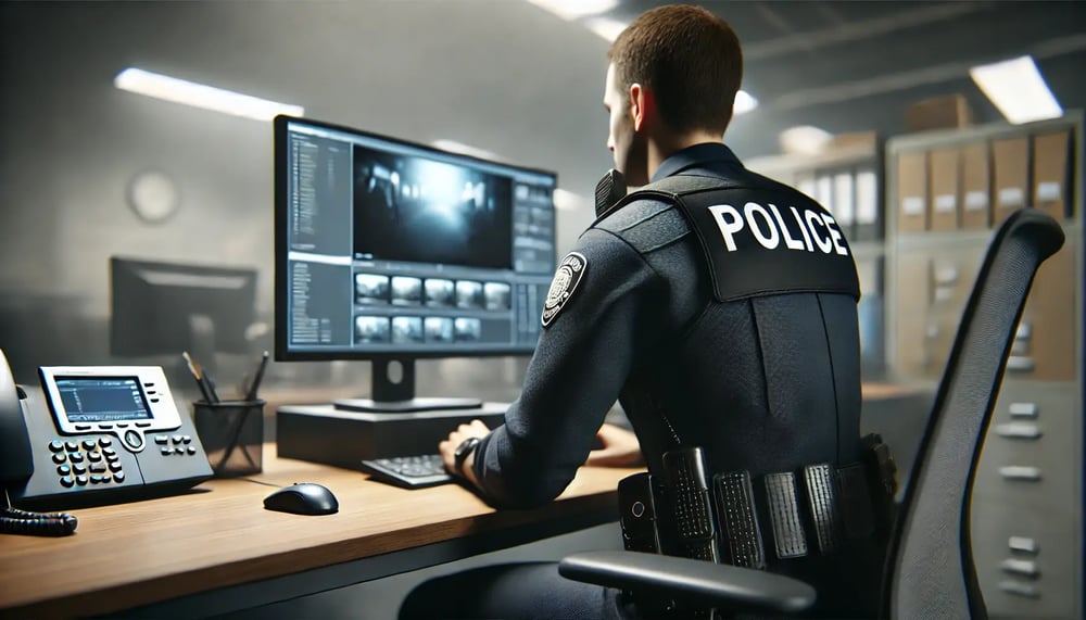 Officer watching BWC footage